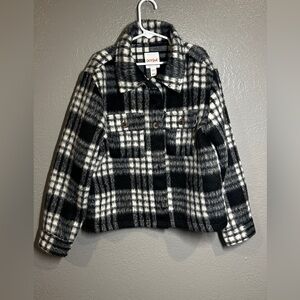Cat & Jack Kids Plaid Jacket in Black and White size Large (10-12)